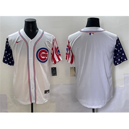Men's Chicago Cubs Blank White 2025 Independence Day Vapor Premier Limited Stitched Baseball Jersey - Ujersey
