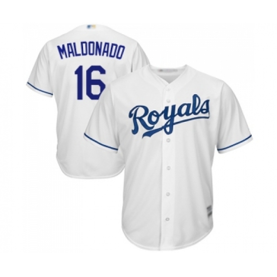 Youth Kansas City Royals #16 Martin Maldonado Replica White Home Cool Base Baseball Jersey - Ujersey