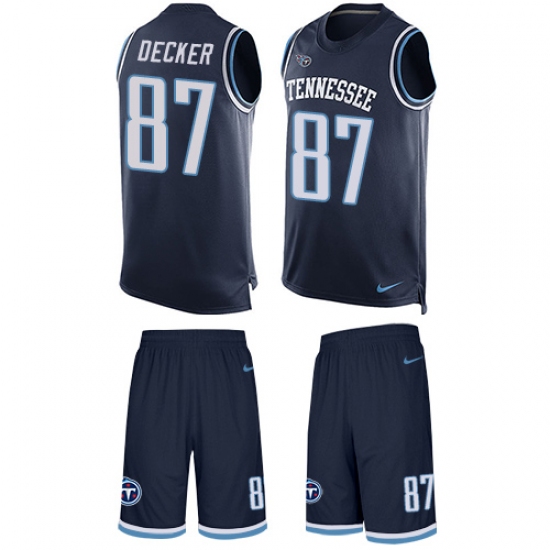 Men's Nike Tennessee Titans #87 Eric Decker Limited Navy Blue Tank Top Suit NFL Jersey - Ujersey