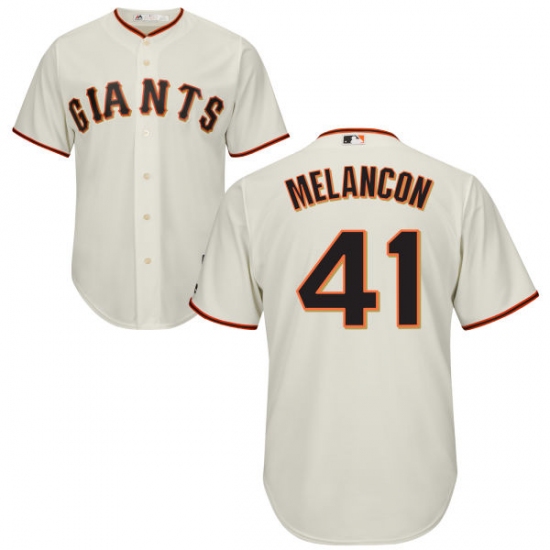 Youth Majestic San Francisco Giants #41 Mark Melancon Authentic Cream Home Cool Base MLB Jersey - Ujersey