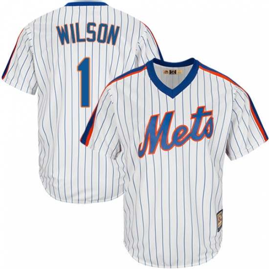 Men's Majestic New York Mets #1 Mookie Wilson Authentic White Cooperstown MLB Jersey - Ujersey