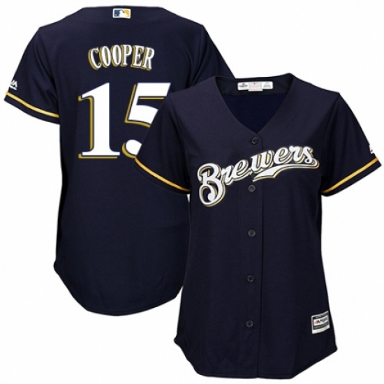 Women's Majestic Milwaukee Brewers #15 Cecil Cooper Replica White Alternate Cool Base MLB Jersey - Ujersey