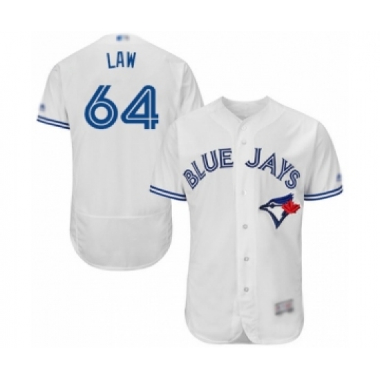 Men's Toronto Blue Jays #64 Derek Law White Home Flex Base Authentic Collection Baseball Player Jersey - Ujersey