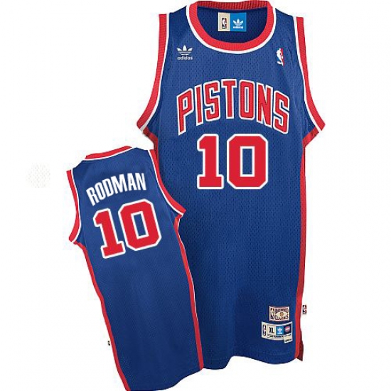Men's Adidas Detroit Pistons #10 Dennis Rodman Authentic Blue Throwback NBA Jersey - Ujersey