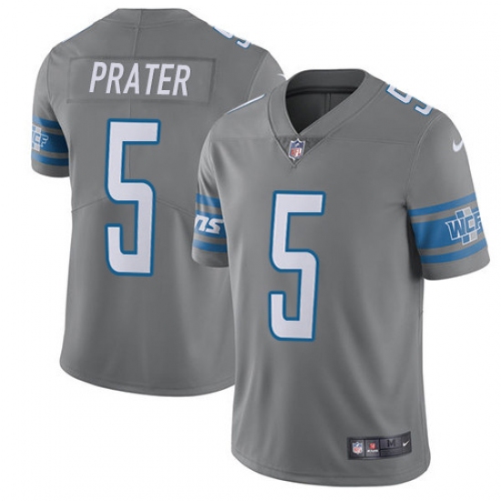 Men's Nike Detroit Lions #5 Matt Prater Elite Steel Rush Vapor Untouchable NFL Jersey - Ujersey