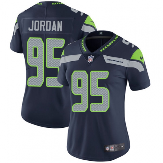 Women's Nike Seattle Seahawks #95 Dion Jordan Steel Blue Team Color Vapor Untouchable Limited Player NFL Jersey - Ujersey