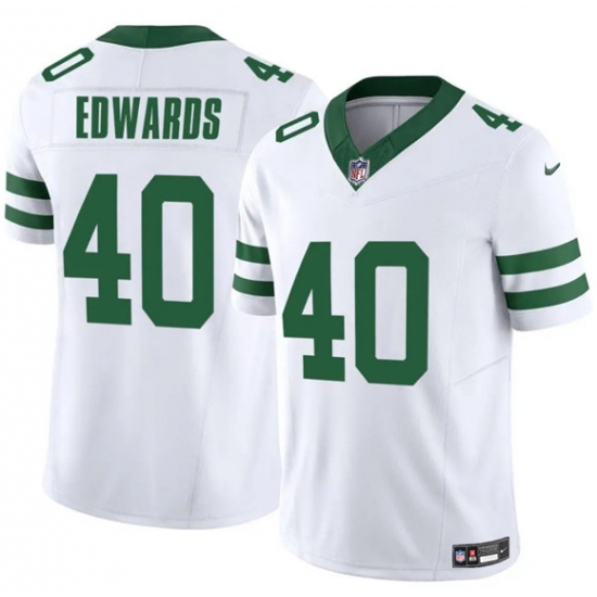 Men's New York Jets #40 Donovan Edwards White 2025 F.U.S.E. Vapor Untouchable Limited Football Stitched Jersey - Ujersey