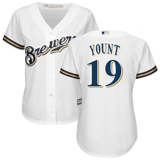 Women's Majestic Milwaukee Brewers #19 Robin Yount Replica White Home Cool Base MLB Jersey - Ujersey