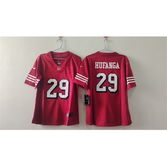 Women's San Francisco 49ers #29 Talanoa Hufanga Red Alternate Vapor Football Stitched Jersey(Run Small) - Ujersey