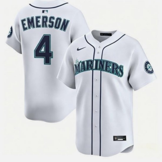 Men's Seattle Mariners #4 Colt Emerson White Cool Base Stitched Baseball Jersey - Ujersey