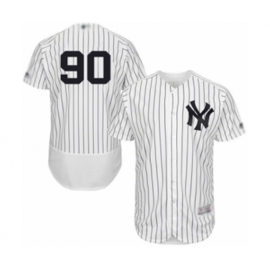 Men's New York Yankees #90 Thairo Estrada White Home Flex Base Authentic Collection Baseball Player Jersey - Ujersey