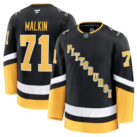 Men's Pittsburgh Penguins #71 Evgeni Malkin Black 2024-25 Alternate Stitched Hockey Jersey - Ujersey