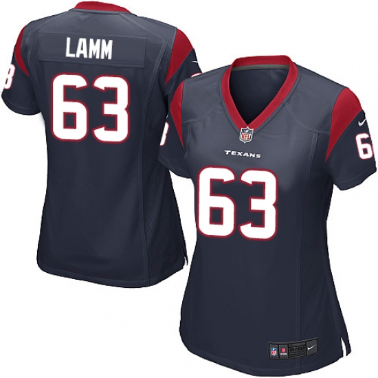 Women's Nike Houston Texans #63 Kendall Lamm Game Navy Blue Team Color NFL Jersey - Ujersey