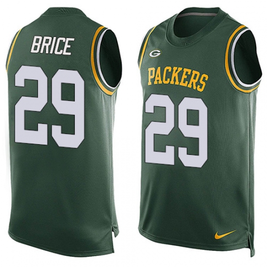 Men's Nike Green Bay Packers #29 Kentrell Brice Limited Green Player Name & Number Tank Top NFL Jersey - Ujersey