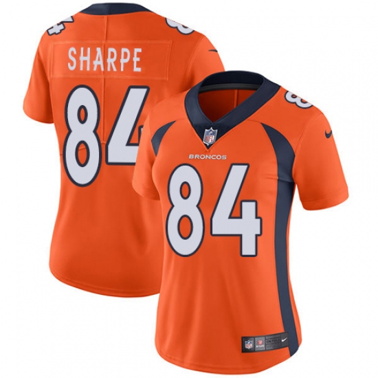 Women's Nike Denver Broncos #84 Shannon Sharpe Orange Team Color Vapor Untouchable Limited Player NFL Jersey - Ujersey