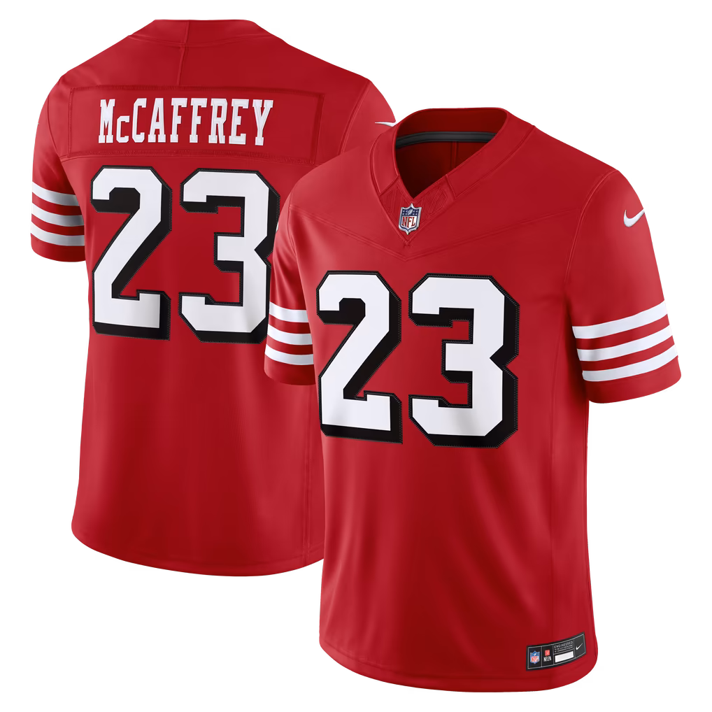 Men's San Francisco 49ers Christian McCaffrey Nike Scarlet Alternate Vapor F.U.S.E. Stitched Limited Jersey