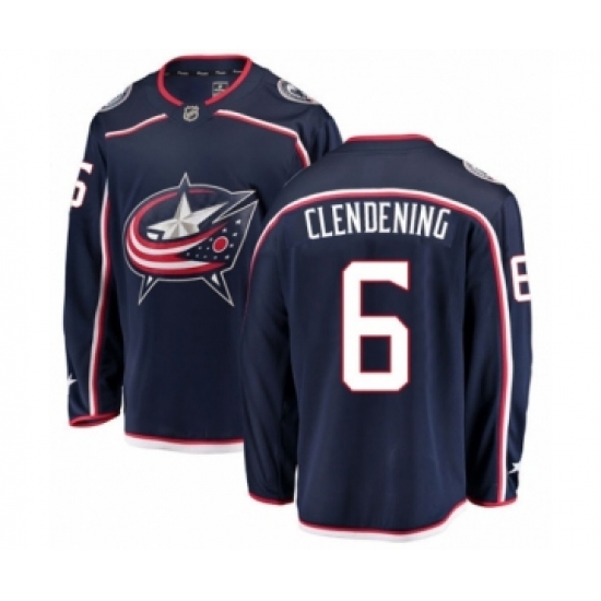 Men's Columbus Blue Jackets #6 Adam Clendening Authentic Navy Blue Home Fanatics Branded Breakaway NHL Jersey - Ujersey