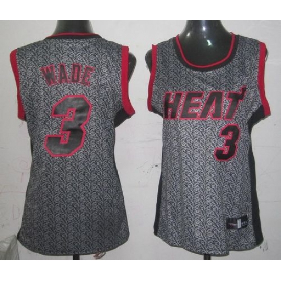 Women's Adidas Miami Heat #3 Dwyane Wade Swingman Grey Static Fashion NBA Jersey - Ujersey