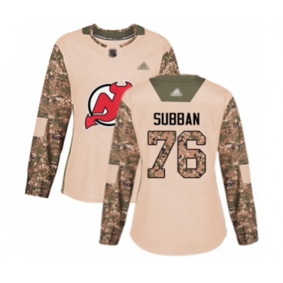 Women's New Jersey Devils #76 P. K. Subban Authentic Camo Veterans Day Practice Hockey Jersey - Ujersey
