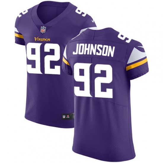 Men's Nike Minnesota Vikings #92 Tom Johnson Purple Team Color Vapor Untouchable Elite Player NFL Jersey - Ujersey