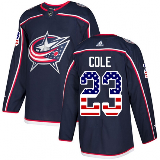 Youth Adidas Columbus Blue Jackets #23 Ian Cole Authentic Navy Blue USA Flag Fashion NHL Jersey - Ujersey