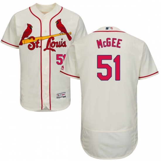 Men's Majestic St. Louis Cardinals #51 Willie McGee Cream Alternate Flex Base Authentic Collection MLB Jersey - Ujersey
