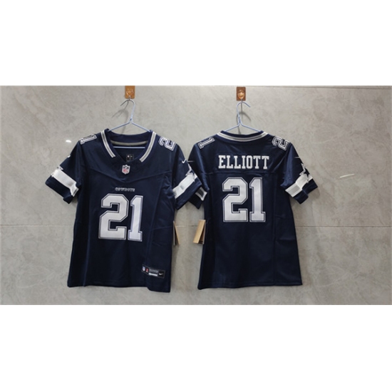 Women's Dallas Cowboys #21 Ezekiel Elliott Navy 2023 F.U.S.E. Limited Football Stitched Jersey(Run Small) - Ujersey
