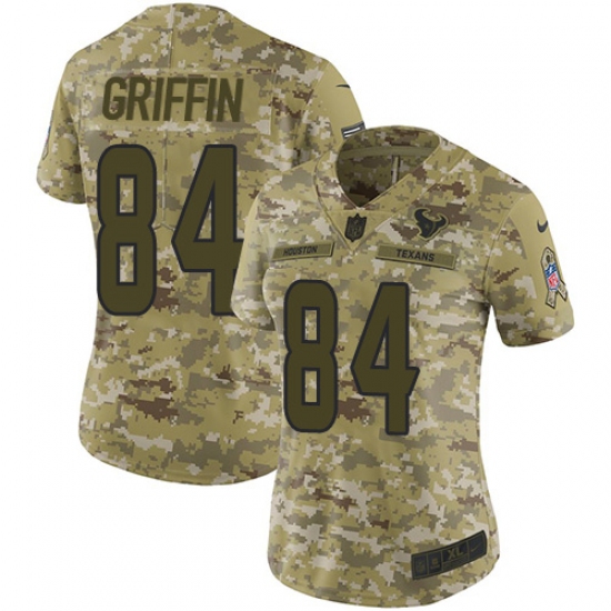 Women's Nike Houston Texans #84 Ryan Griffin Limited Camo 2018 Salute to Service NFL Jersey - Ujersey