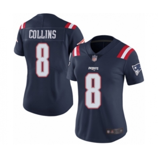 Women's New England Patriots #8 Jamie Collins Limited Navy Blue Rush Vapor Untouchable Football Jersey - Ujersey