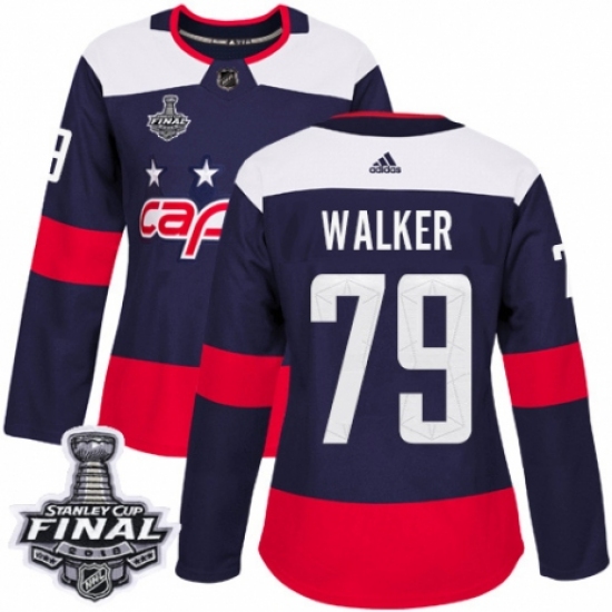 Women's Adidas Washington Capitals #79 Nathan Walker Authentic Navy Blue 2018 Stadium Series 2018 Stanley Cup Final NHL Jersey - Ujersey