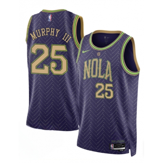 Men's New Orleans Pelicans #25 Trey Murphy III Purple 2024-25 City Ediiton Stitched Basketball Jersey - Ujersey