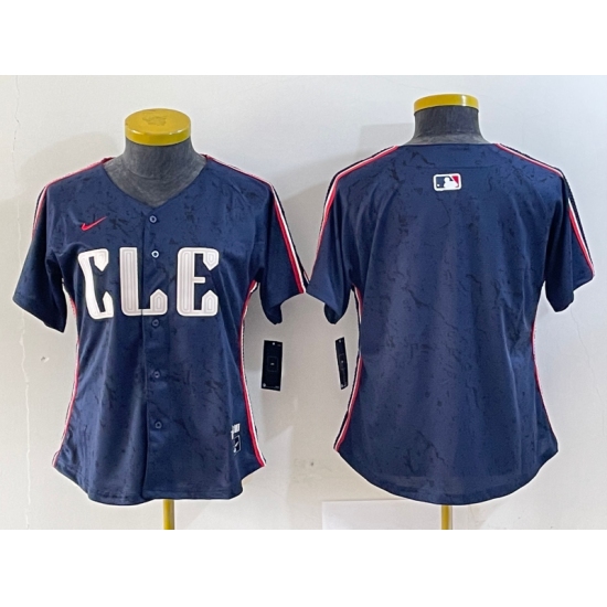 Women's Cleveland Guardians Blank Navy 2024 City Connect Limited Stitched Jersey - Ujersey