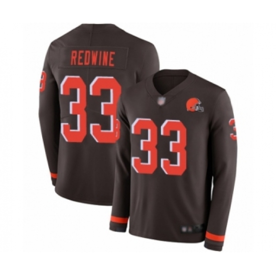 Youth Cleveland Browns #33 Sheldrick Redwine Limited Brown Therma Long Sleeve Football Jersey - Ujersey