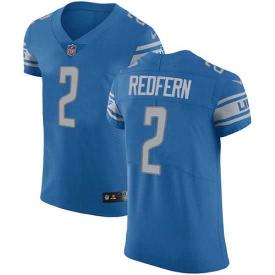 Men's Nike Detroit Lions #2 Kasey Redfern Blue Team Color Vapor Untouchable Elite Player NFL Jersey - Ujersey