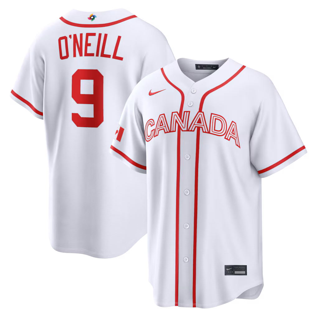 Men's Canada Baseball Tyler O'Neill Nike White 2026 World Baseball Classic Home Stadium Jersey - ujerseystore