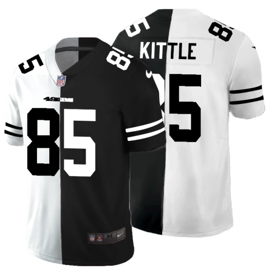 Men's San Francisco 49ers #85 George Kittle Black White Limited Split Fashion Football Jersey - Ujersey