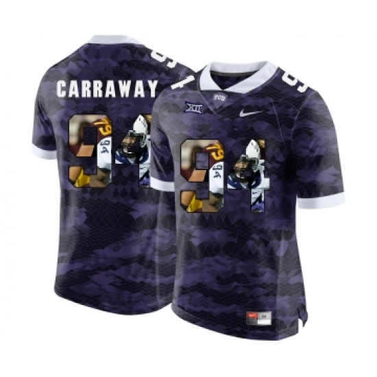 TCU Horned Frogs 94 Josh Carraway Purple With Portrait Print College Football Limited Jersey - Ujersey