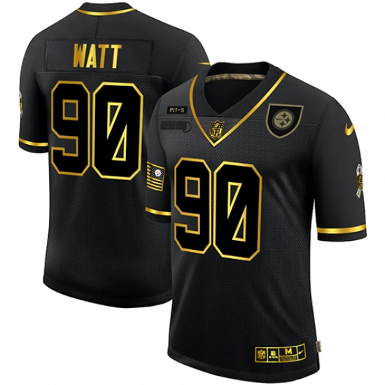 Men's Pittsburgh Steelers #90 T. J. Watt Olive Gold Nike 2020 Salute To Service Limited Jersey - Ujersey