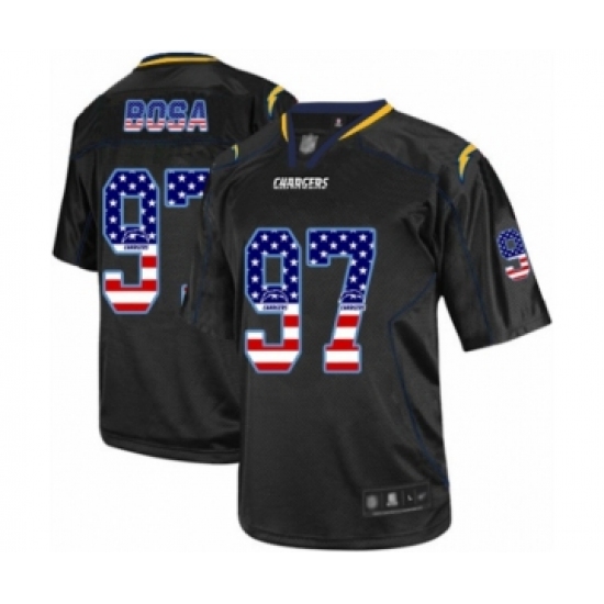 Men's Los Angeles Chargers #97 Joey Bosa Elite Black USA Flag Fashion Football Jersey - Ujersey