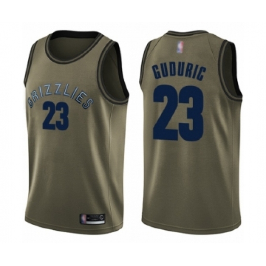 Men's Memphis Grizzlies #23 Marko Guduric Swingman Green Salute to Service Basketball Jersey - Ujersey