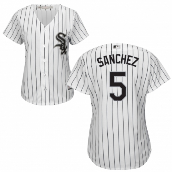 Women's Majestic Chicago White Sox #5 Yolmer Sanchez Replica White Home Cool Base MLB Jersey - Ujersey