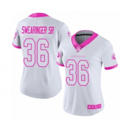Women's Arizona Cardinals #36 D.J. Swearinger SR Limited White Pink Rush Fashion Football Jersey - Ujersey