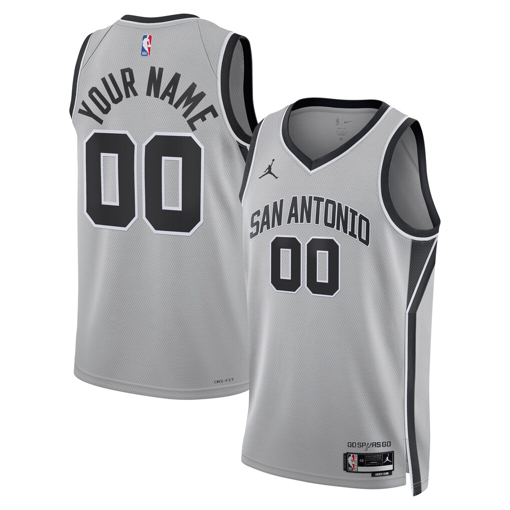 Unisex San Antonio Spurs Jordan Brand Silver Swingman Custom Jersey - Statement Edition - Ujersey NHL