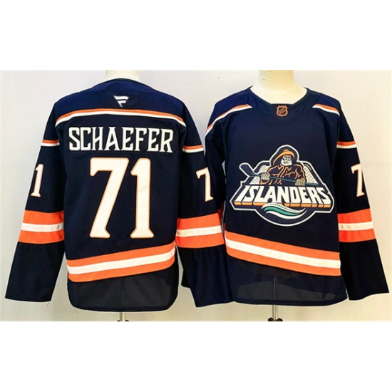 Men's New York Islanders #71 Matthew Schaefer Navy 2024-25 Stitched Hockey Jersey - Ujersey