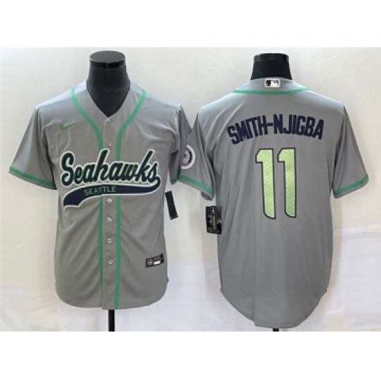 Men's Seattle Seahawks #11 Jaxon Smith-Njigba Gray Cool Base Stitched Baseball Jersey - Ujersey