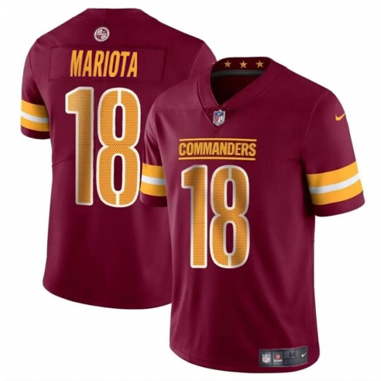 Men's Washington Commanders #18 Marcus Mariota Burgundy 2024 Vapor Limited Stitched Football Jersey - Ujersey