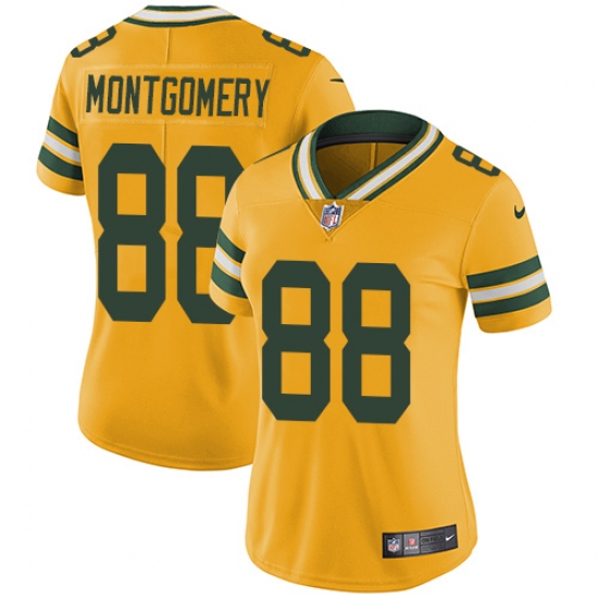 Women's Nike Green Bay Packers #88 Ty Montgomery Limited Gold Rush Vapor Untouchable NFL Jersey - Ujersey