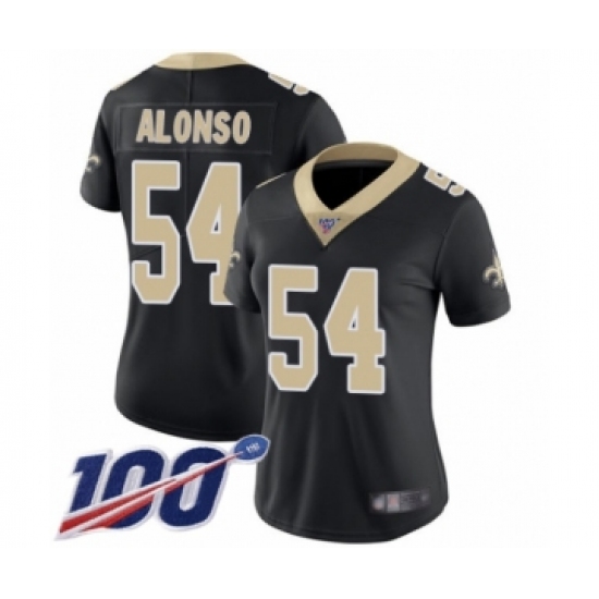 Women's New Orleans Saints #54 Kiko Alonso Black Team Color Vapor Untouchable Limited Player 100th Season Football Jersey - Ujersey