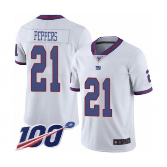 Men's New York Giants #21 Jabrill Peppers Limited White Rush Vapor Untouchable 100th Season Football Jersey - Ujersey