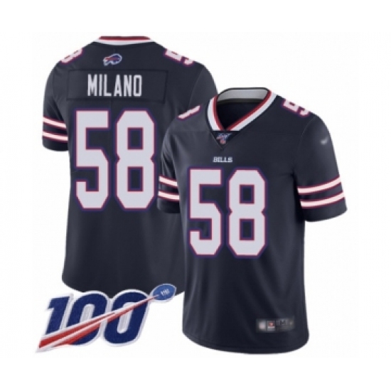 Men's Buffalo Bills #58 Matt Milano Limited Navy Blue Inverted Legend 100th Season Football Jersey - Ujersey